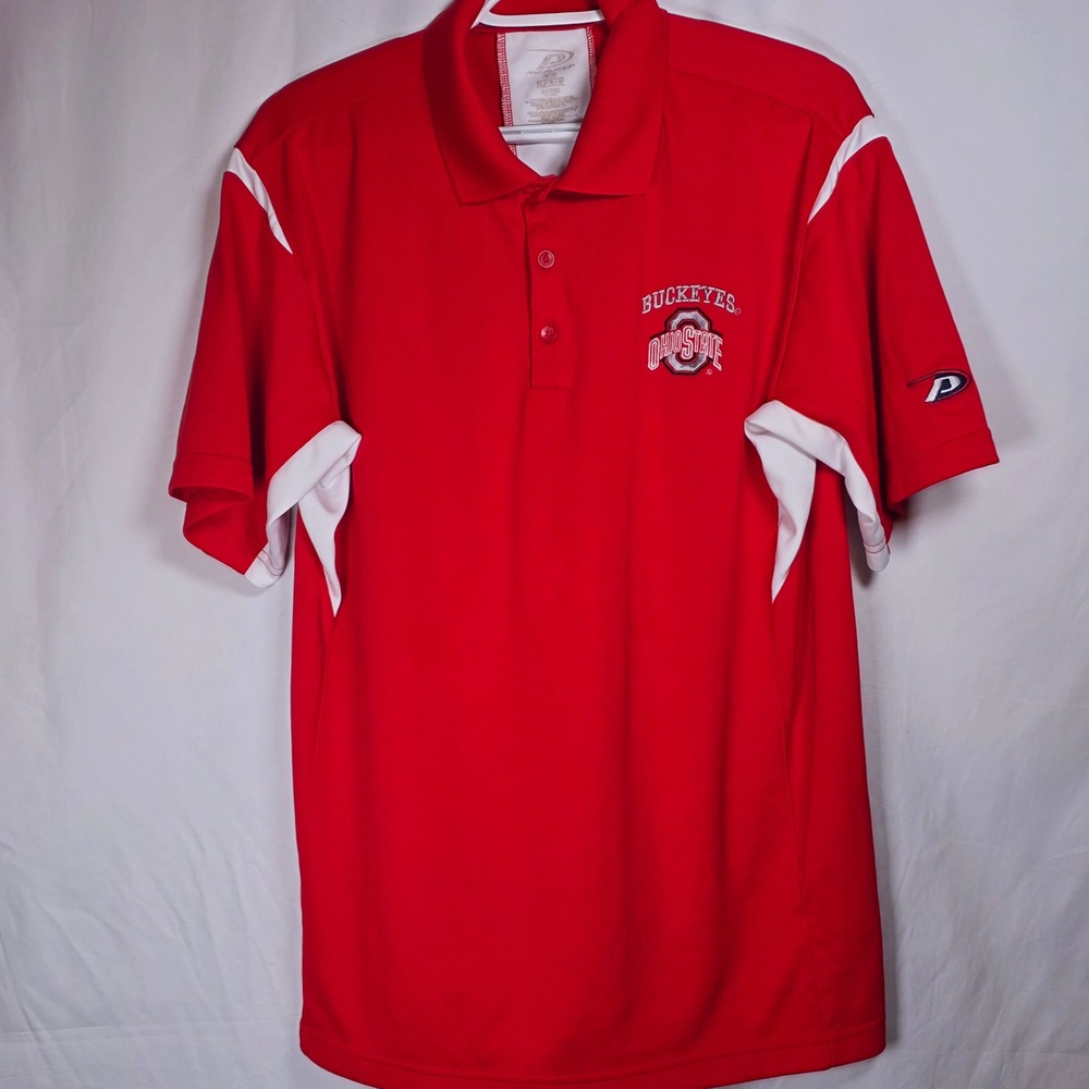 Pro Player Ohio State Buckeyes Polo Shirt Mens Medium Red White NCAA Football